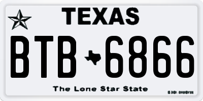 TX license plate BTB6866