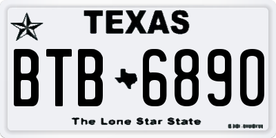 TX license plate BTB6890