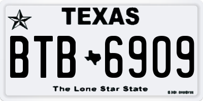 TX license plate BTB6909