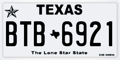 TX license plate BTB6921