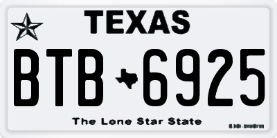 TX license plate BTB6925