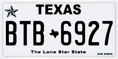 TX license plate BTB6927