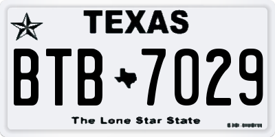 TX license plate BTB7029