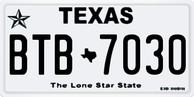 TX license plate BTB7030