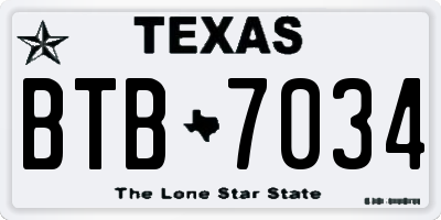 TX license plate BTB7034