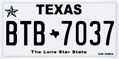 TX license plate BTB7037