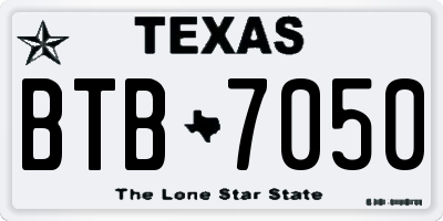 TX license plate BTB7050