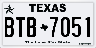 TX license plate BTB7051
