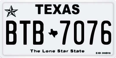 TX license plate BTB7076