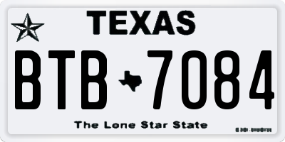 TX license plate BTB7084