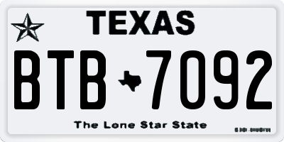 TX license plate BTB7092
