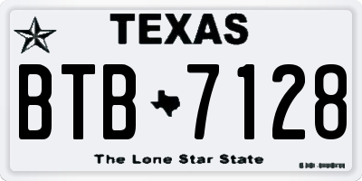 TX license plate BTB7128