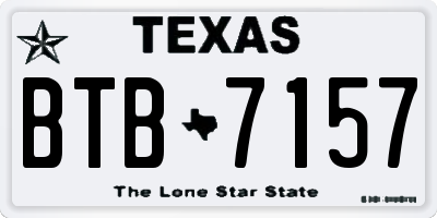 TX license plate BTB7157