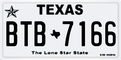 TX license plate BTB7166