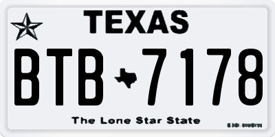 TX license plate BTB7178