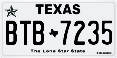 TX license plate BTB7235