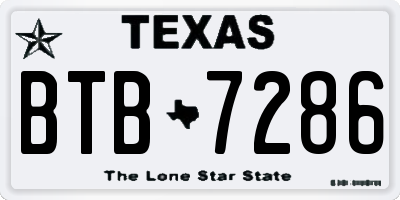 TX license plate BTB7286