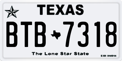 TX license plate BTB7318