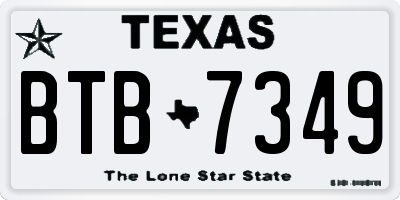TX license plate BTB7349