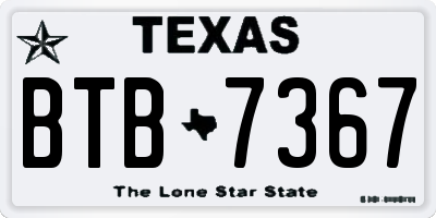 TX license plate BTB7367