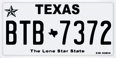 TX license plate BTB7372