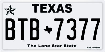 TX license plate BTB7377