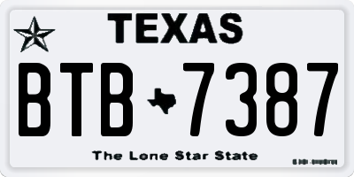 TX license plate BTB7387