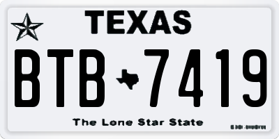 TX license plate BTB7419