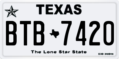 TX license plate BTB7420