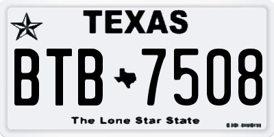 TX license plate BTB7508