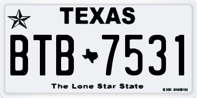 TX license plate BTB7531