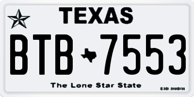 TX license plate BTB7553