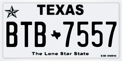 TX license plate BTB7557