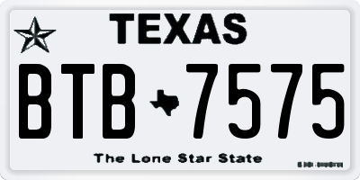 TX license plate BTB7575