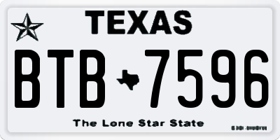 TX license plate BTB7596