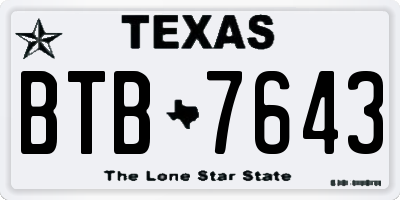 TX license plate BTB7643