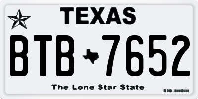 TX license plate BTB7652