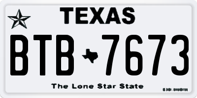 TX license plate BTB7673