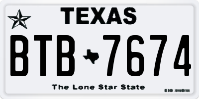 TX license plate BTB7674