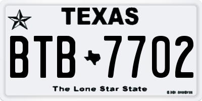 TX license plate BTB7702
