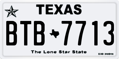 TX license plate BTB7713