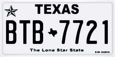 TX license plate BTB7721