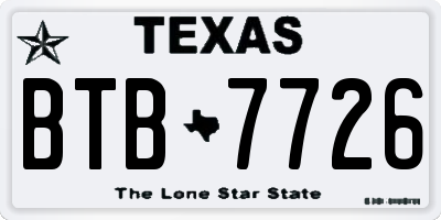TX license plate BTB7726