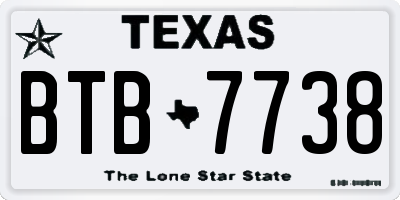 TX license plate BTB7738