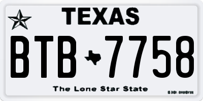 TX license plate BTB7758
