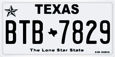 TX license plate BTB7829