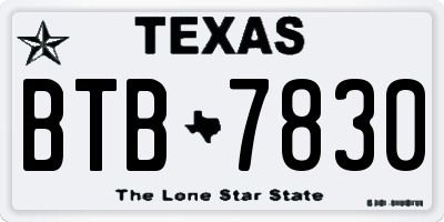 TX license plate BTB7830