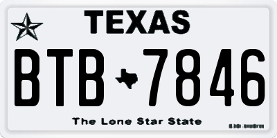 TX license plate BTB7846