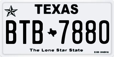 TX license plate BTB7880