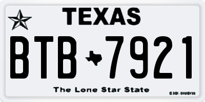 TX license plate BTB7921